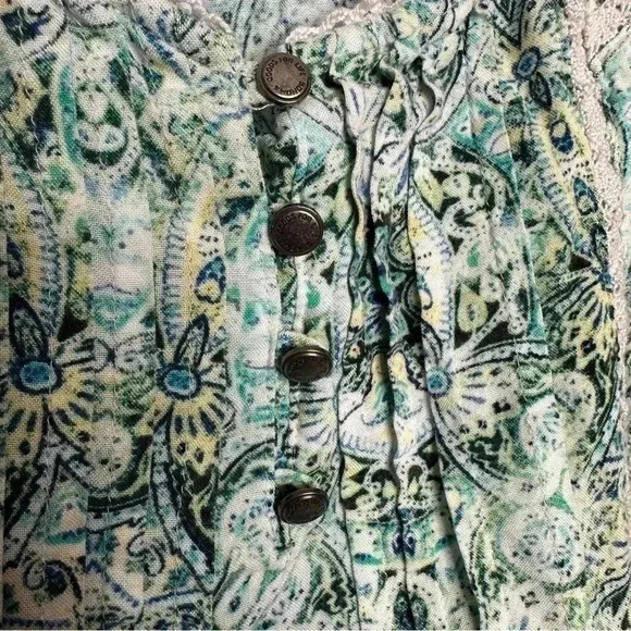 Sonoma Goods For Life Sleeveless Blouse Green Yellow / White Size Small - Picture 6 of 15